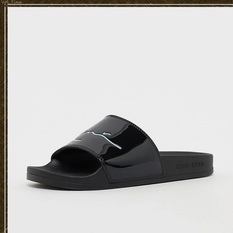 Sandalias Karl Kani Casuales Estilo Calle Estilo Plain Cuero Logo Mujer Negras | vZotaAcD8CF