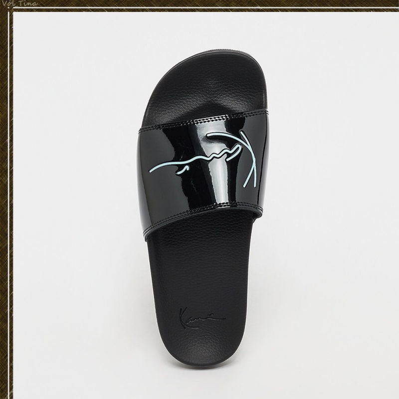 Sandalias Karl Kani Casuales Estilo Calle Estilo Plain Cuero Logo Mujer Negras | vZotaAcD8CF