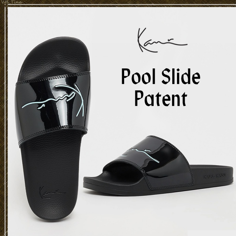 Sandalias Karl Kani Casuales Estilo Calle Estilo Plain Cuero Logo Mujer Negras | vZotaAcD8CF