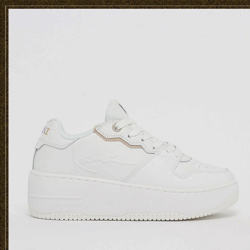 Zapatillas Karl Kani Plataforma Rubber Sole Calle Estilo Plain Cuero Logo Mujer Blancas | 2CUcEsku7Ex